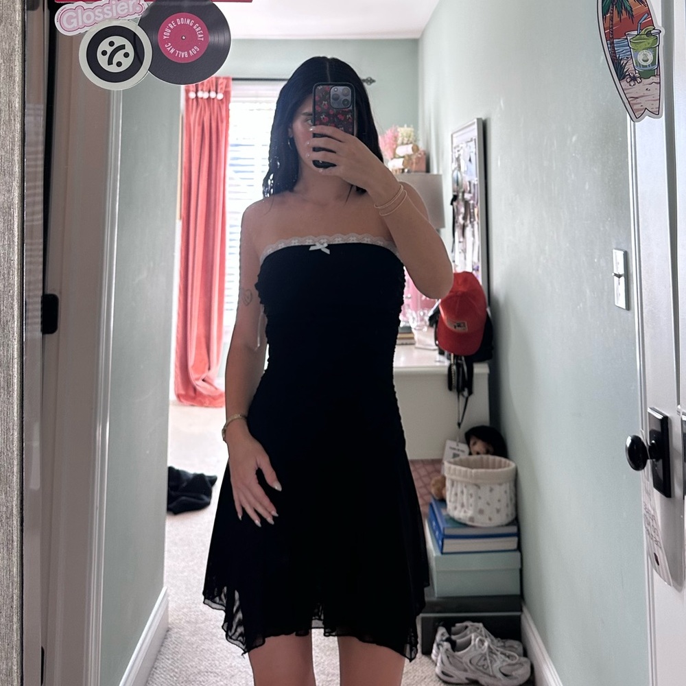 PacSun Black Strapless Dress with White Trim